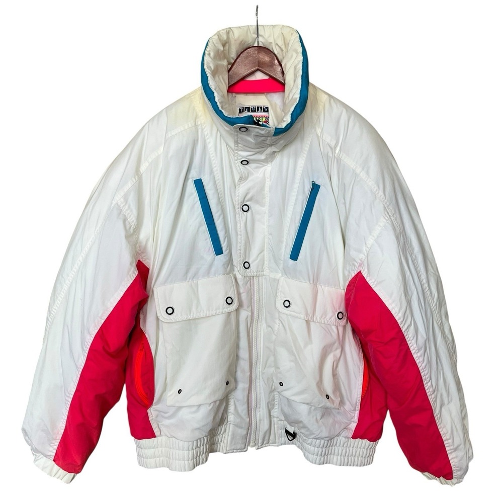 Vintage Tyrolia by Head Ski Jacket Mens XL White Neon Thermoloft Lined Snow - Picture 2 of 16